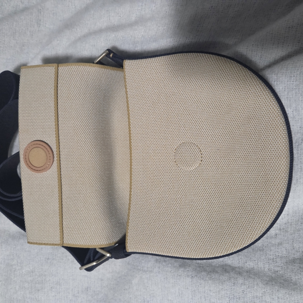 Rothy's Beige and Navy Crossbody Saddle Bag - Picture 3 of 4